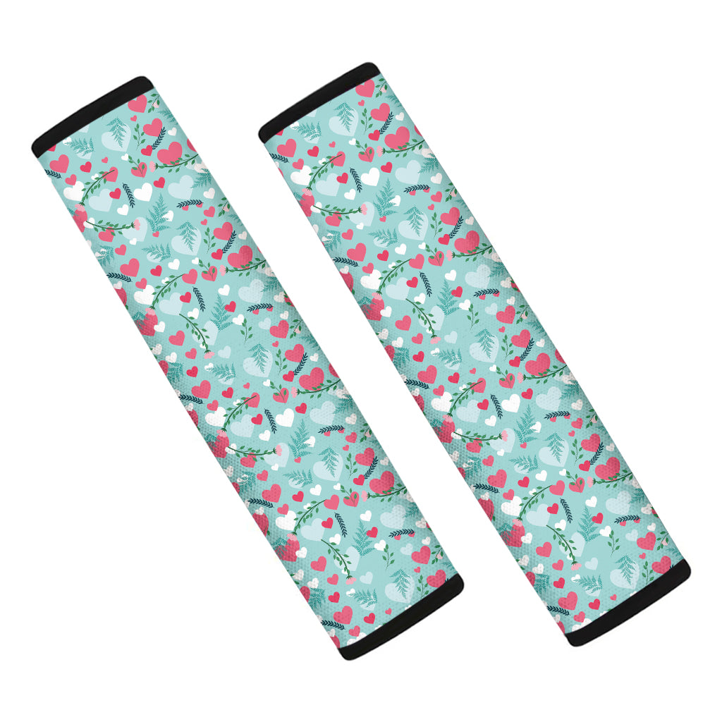 Valentine's Day Heart And Flower Print Car Seat Belt Covers