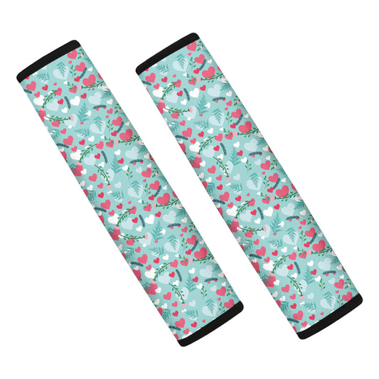 Valentine's Day Heart And Flower Print Car Seat Belt Covers
