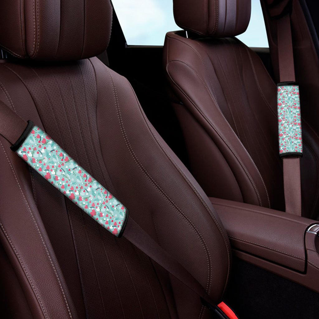 Valentine's Day Heart And Flower Print Car Seat Belt Covers