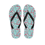 Valentine's Day Heart And Flower Print Flip Flops