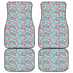 Valentine's Day Heart And Flower Print Front and Back Car Floor Mats