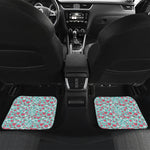 Valentine's Day Heart And Flower Print Front and Back Car Floor Mats