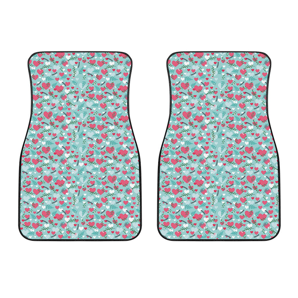 Valentine's Day Heart And Flower Print Front Car Floor Mats