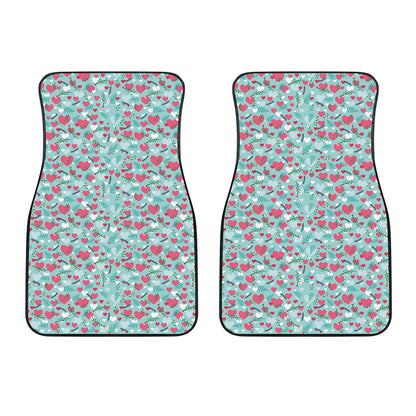 Valentine's Day Heart And Flower Print Front Car Floor Mats