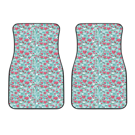 Valentine's Day Heart And Flower Print Front Car Floor Mats