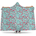 Valentine's Day Heart And Flower Print Hooded Blanket
