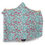 Valentine's Day Heart And Flower Print Hooded Blanket
