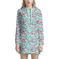 Valentine's Day Heart And Flower Print Pullover Hoodie Dress
