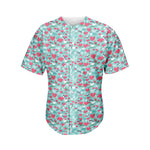 Valentine's Day Heart And Flower Print Men's Baseball Jersey