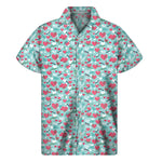Valentine's Day Heart And Flower Print Men's Short Sleeve Shirt
