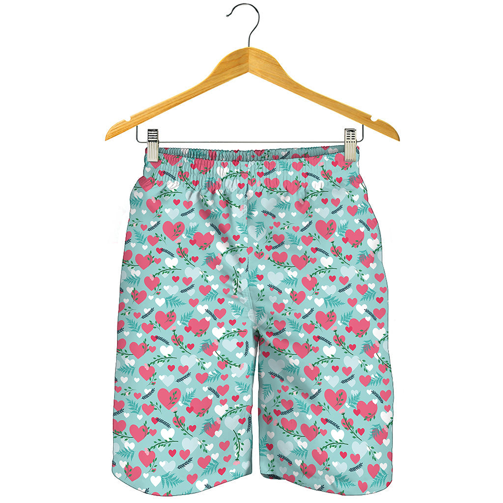 Valentine's Day Heart And Flower Print Men's Shorts