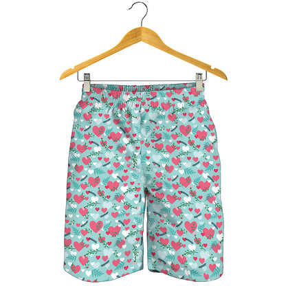 Valentine's Day Heart And Flower Print Men's Shorts