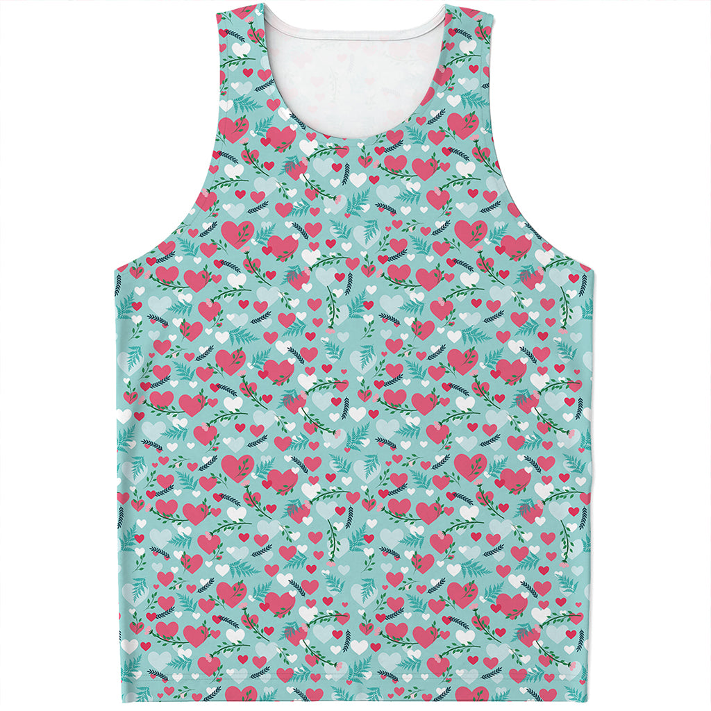 Valentine's Day Heart And Flower Print Men's Tank Top