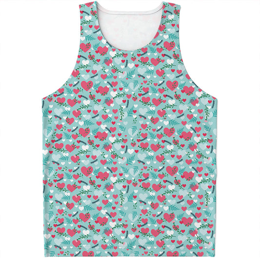 Valentine's Day Heart And Flower Print Men's Tank Top