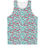 Valentine's Day Heart And Flower Print Men's Tank Top