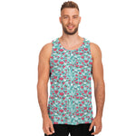 Valentine's Day Heart And Flower Print Men's Tank Top