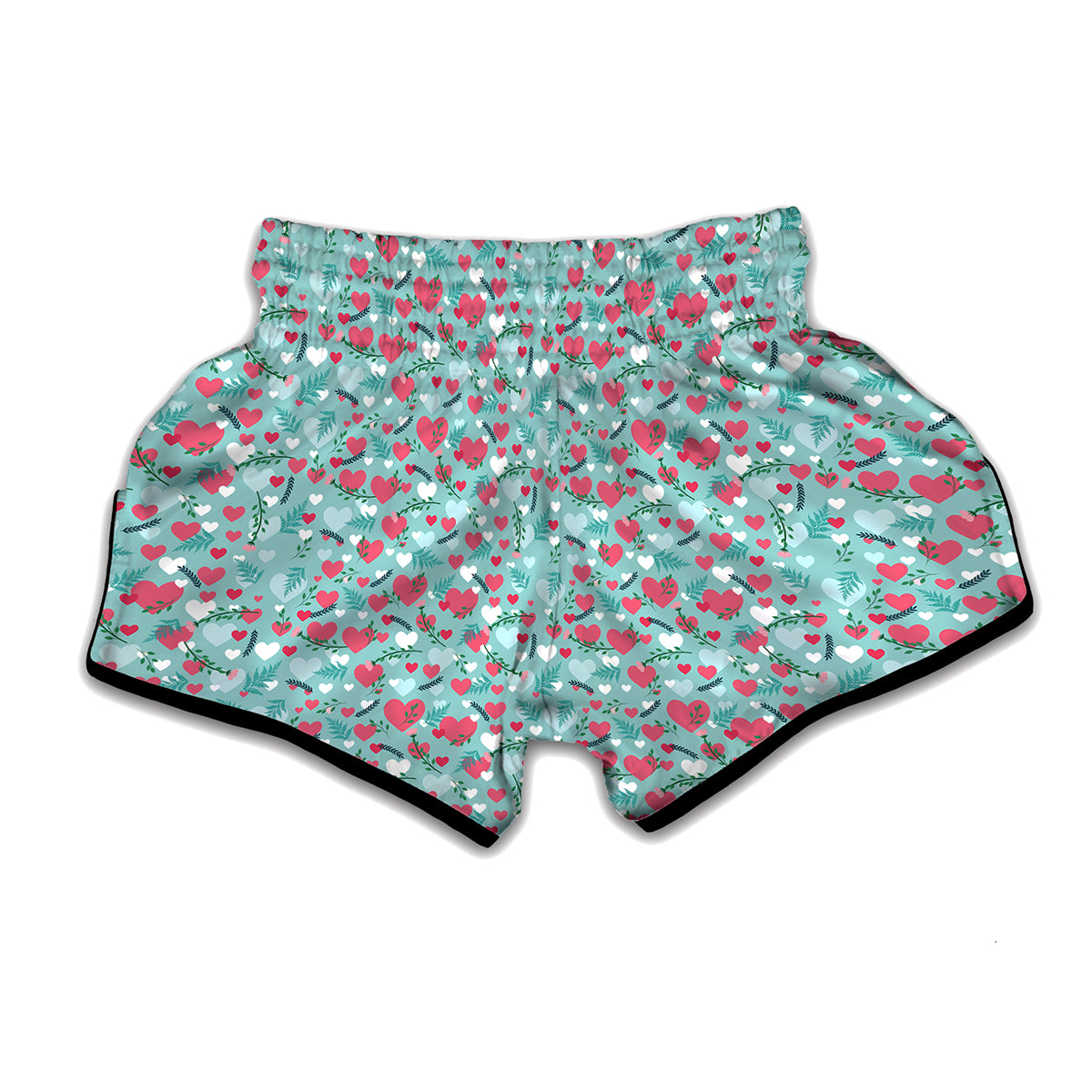 Valentine's Day Heart And Flower Print Muay Thai Boxing Shorts