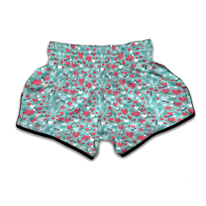 Valentine's Day Heart And Flower Print Muay Thai Boxing Shorts