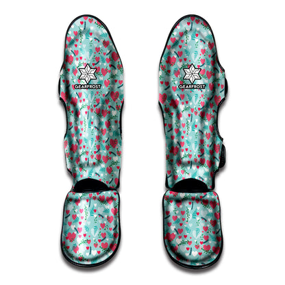 Valentine's Day Heart And Flower Print Muay Thai Shin Guard