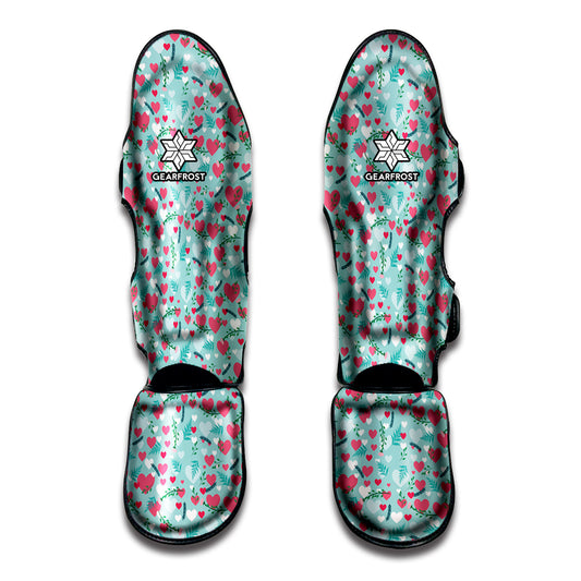 Valentine's Day Heart And Flower Print Muay Thai Shin Guard