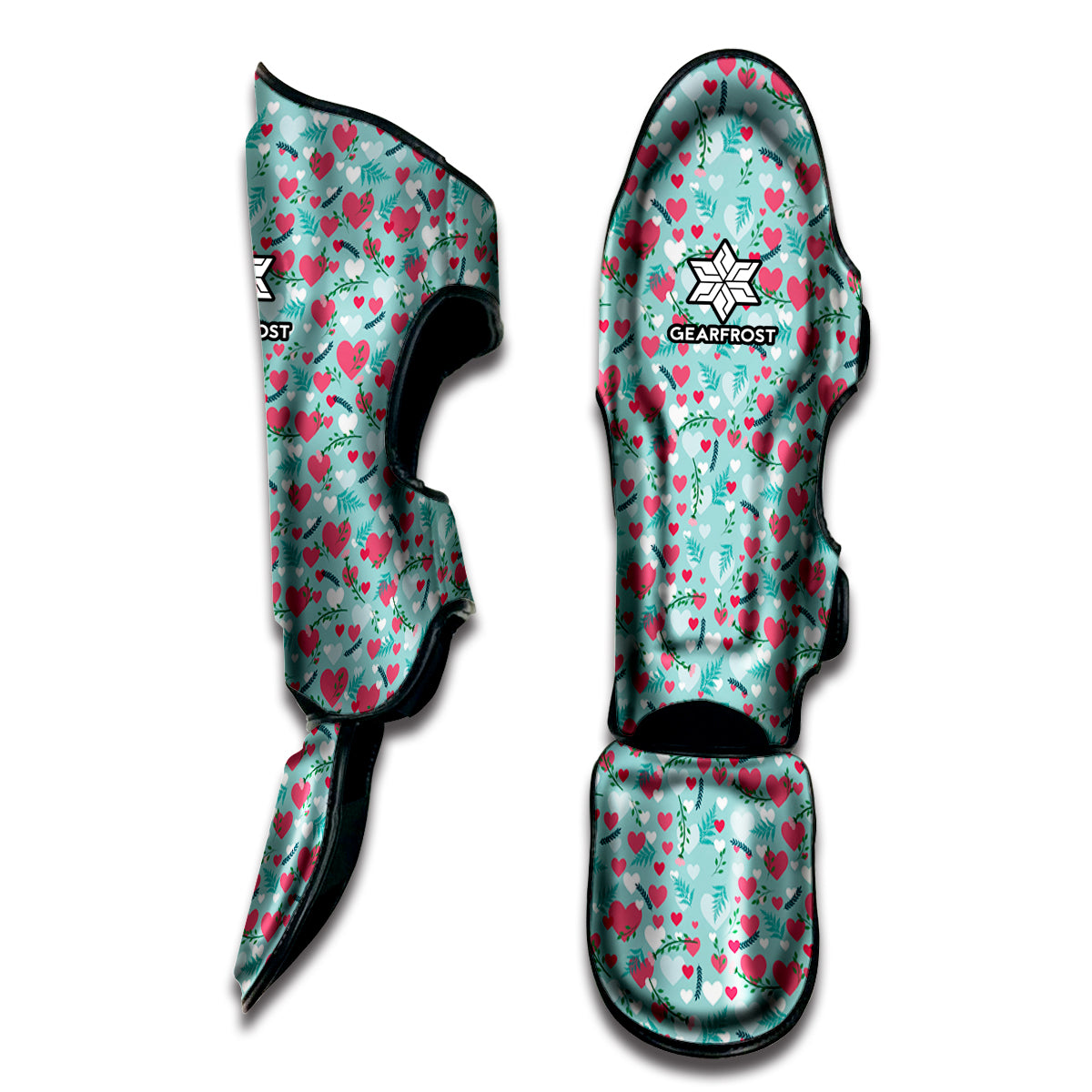 Valentine's Day Heart And Flower Print Muay Thai Shin Guard