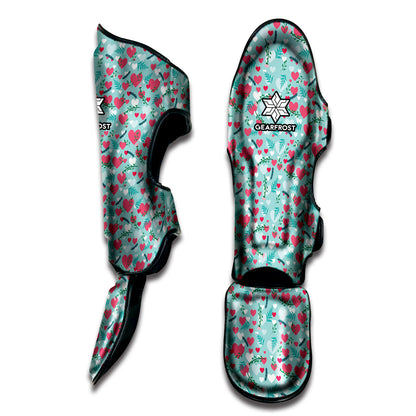 Valentine's Day Heart And Flower Print Muay Thai Shin Guard