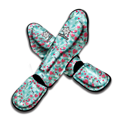 Valentine's Day Heart And Flower Print Muay Thai Shin Guard