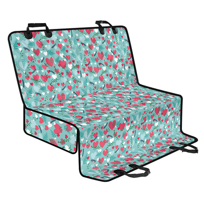Valentine's Day Heart And Flower Print Pet Car Back Seat Cover