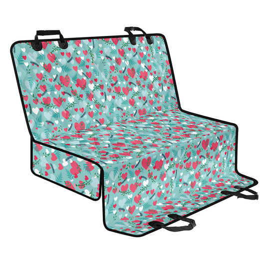 Valentine's Day Heart And Flower Print Pet Car Back Seat Cover