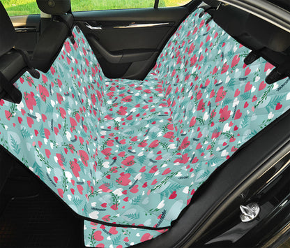 Valentine's Day Heart And Flower Print Pet Car Back Seat Cover