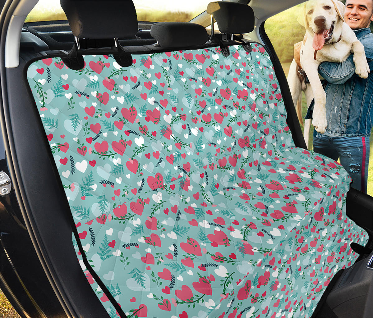 Valentine's Day Heart And Flower Print Pet Car Back Seat Cover