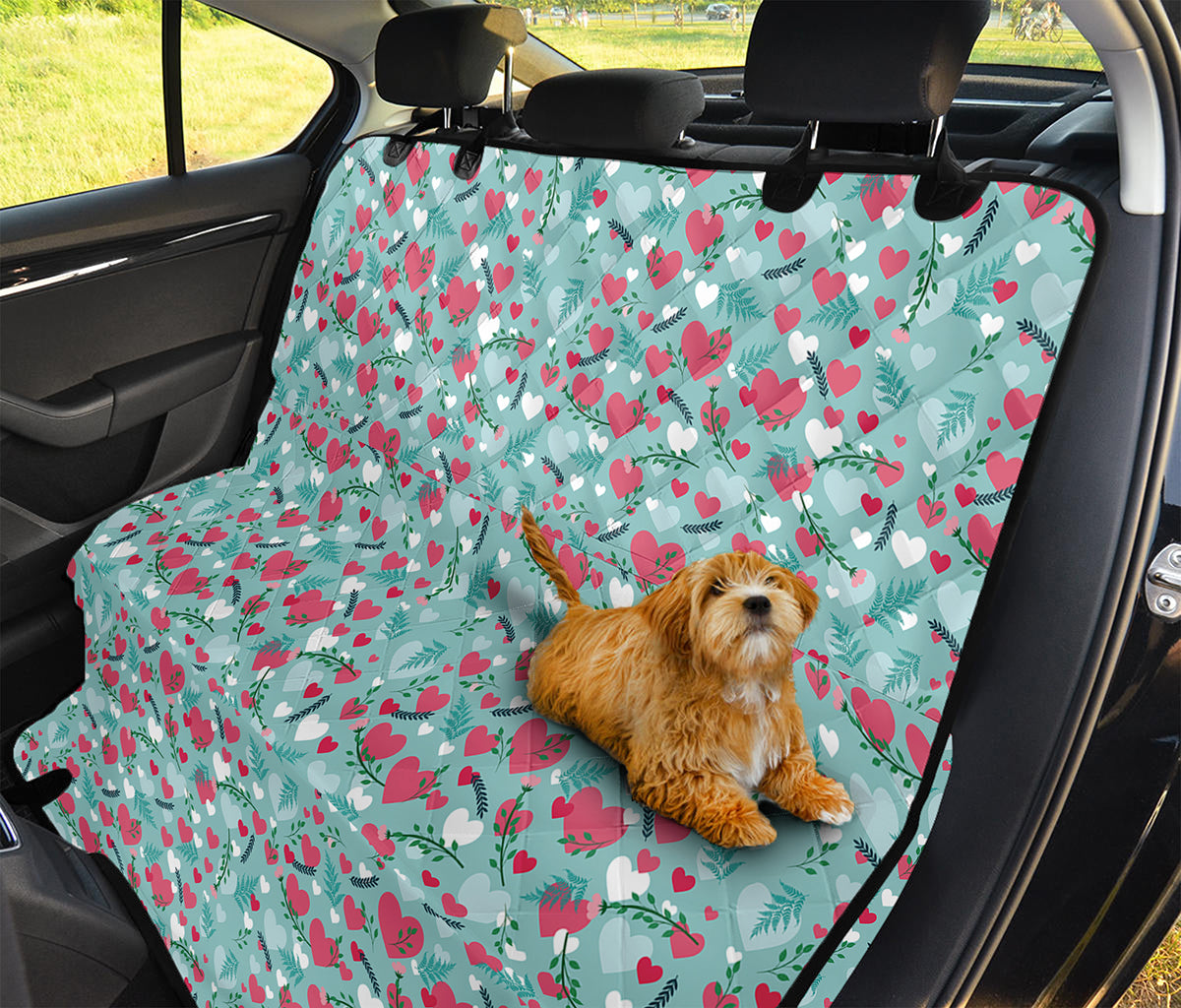 Valentine's Day Heart And Flower Print Pet Car Back Seat Cover