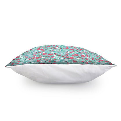 Valentine's Day Heart And Flower Print Pillow Cover