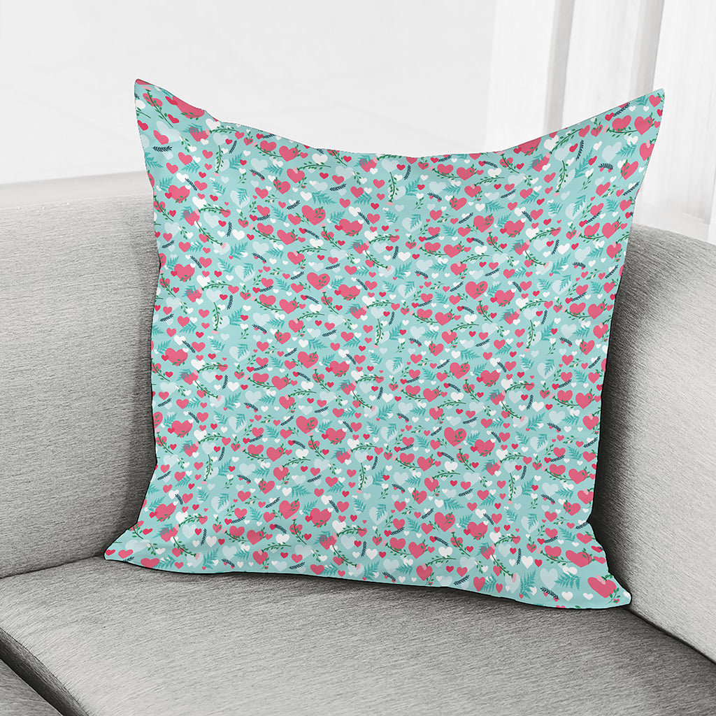 Valentine's Day Heart And Flower Print Pillow Cover