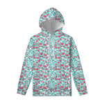 Valentine's Day Heart And Flower Print Pullover Hoodie