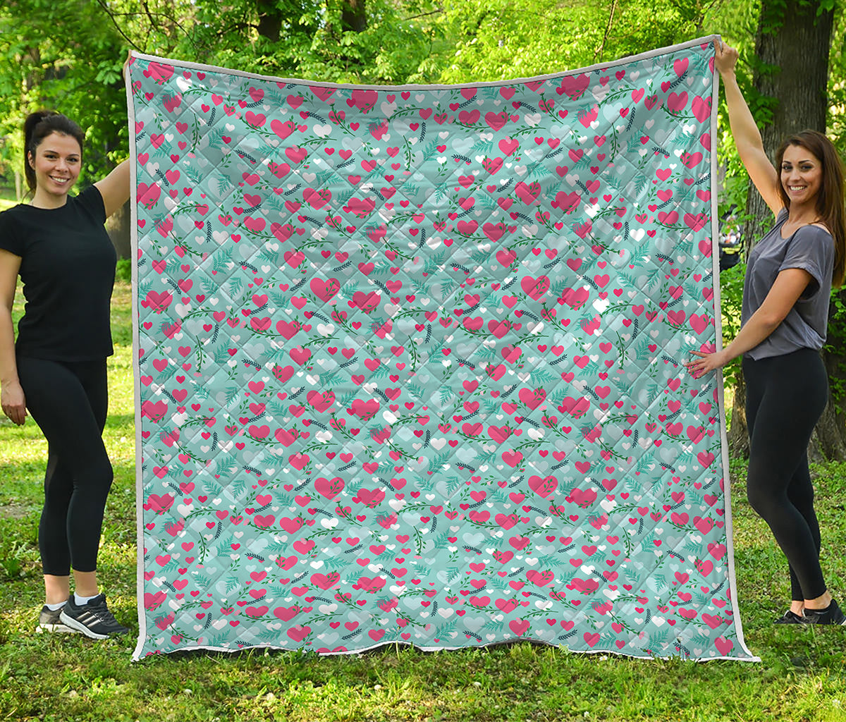 Valentine's Day Heart And Flower Print Quilt