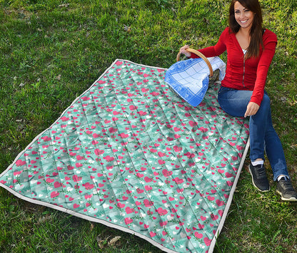 Valentine's Day Heart And Flower Print Quilt