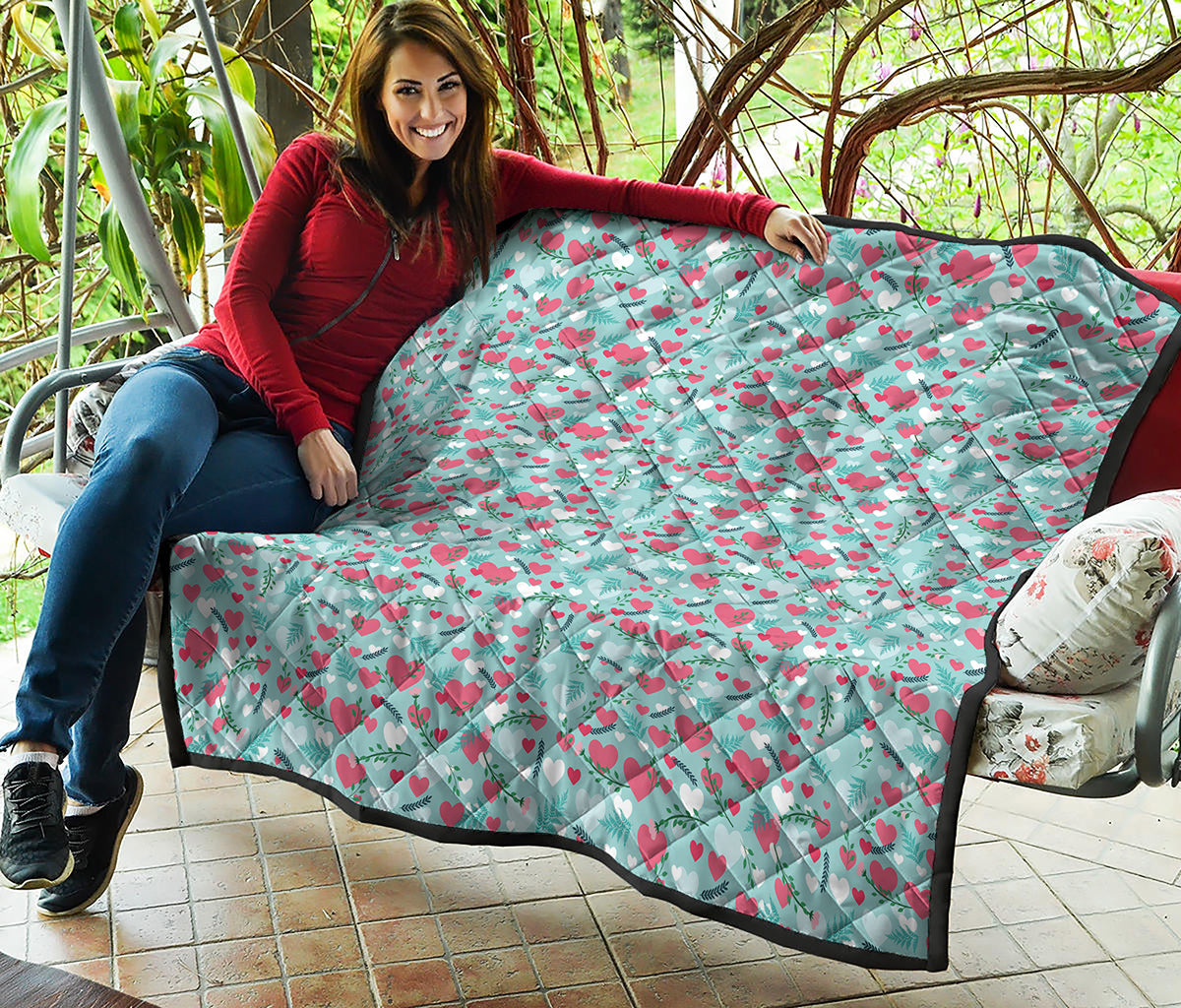 Valentine's Day Heart And Flower Print Quilt