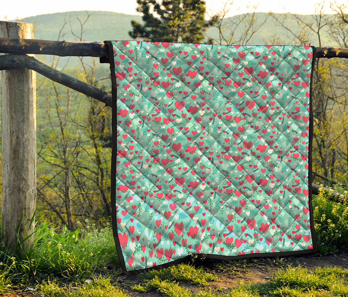 Valentine's Day Heart And Flower Print Quilt