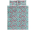 Valentine's Day Heart And Flower Print Quilt Bed Set
