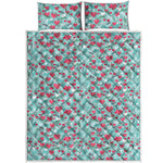 Valentine's Day Heart And Flower Print Quilt Bed Set