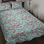 Valentine's Day Heart And Flower Print Quilt Bed Set