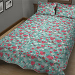 Valentine's Day Heart And Flower Print Quilt Bed Set