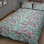 Valentine's Day Heart And Flower Print Quilt Bed Set