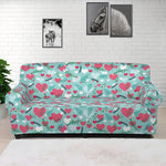 Valentine's Day Heart And Flower Print Sofa Cover