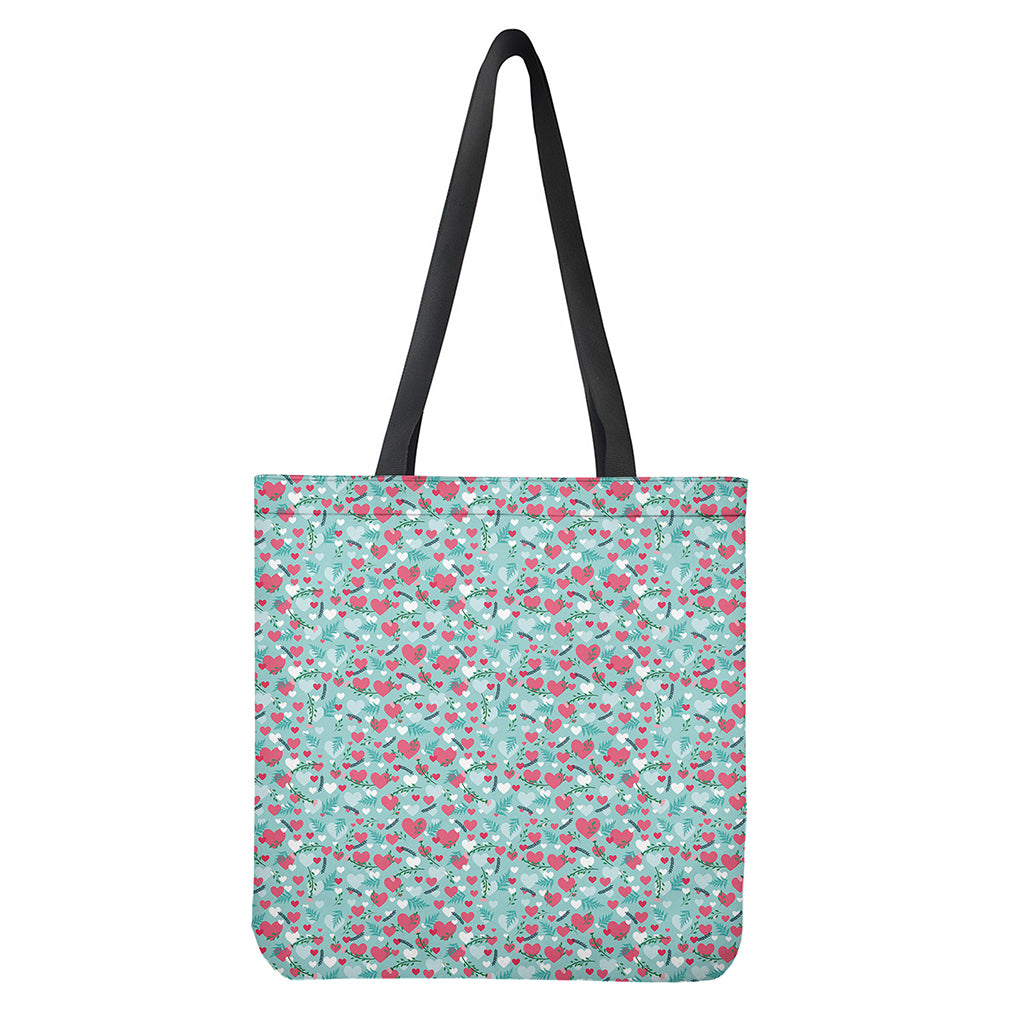 Valentine's Day Heart And Flower Print Tote Bag