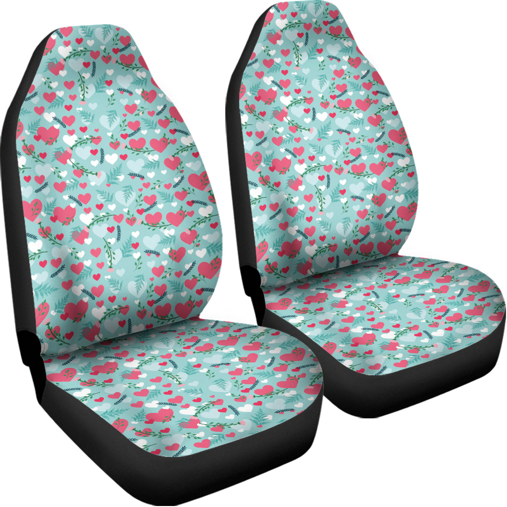 Valentine's Day Heart And Flower Print Universal Fit Car Seat Covers