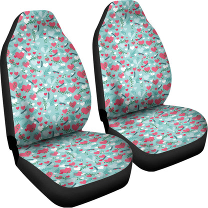 Valentine's Day Heart And Flower Print Universal Fit Car Seat Covers