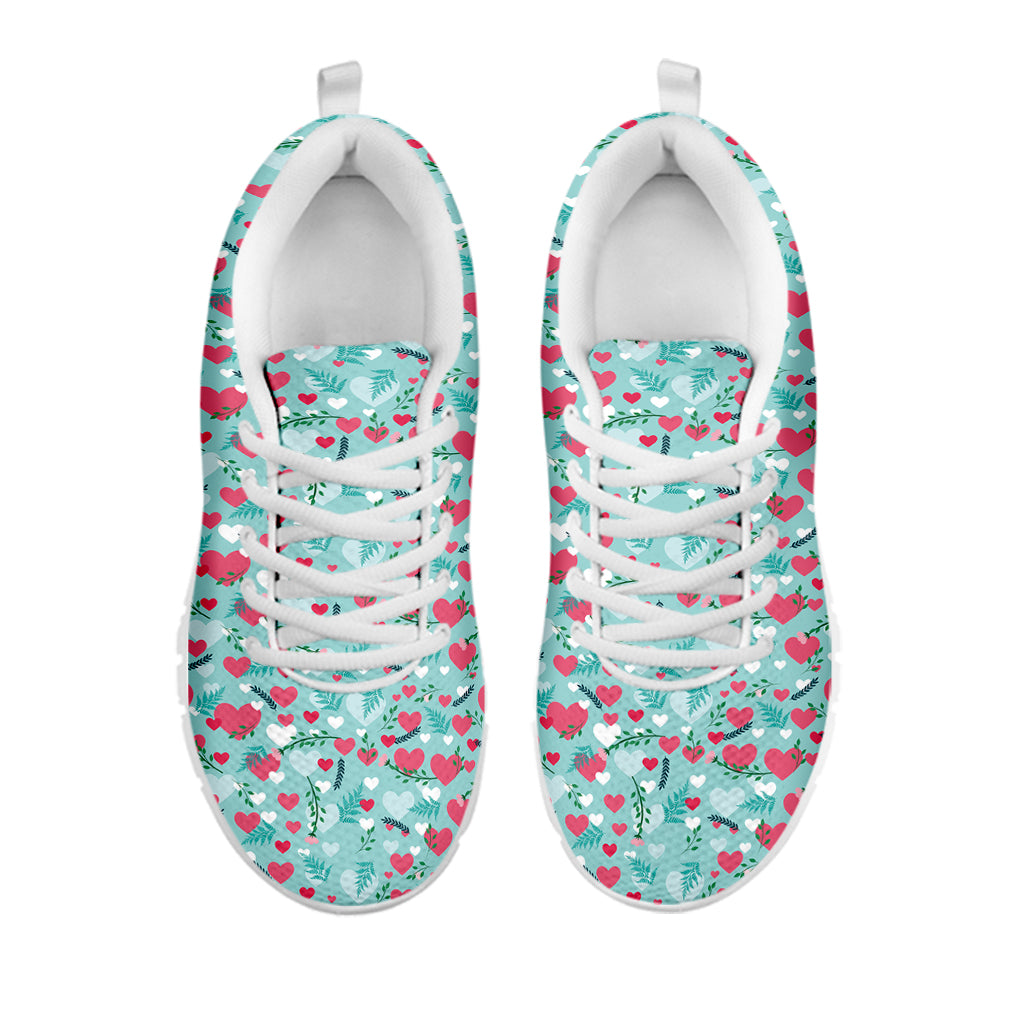 Valentine's Day Heart And Flower Print White Sneakers