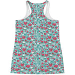 Valentine's Day Heart And Flower Print Women's Racerback Tank Top